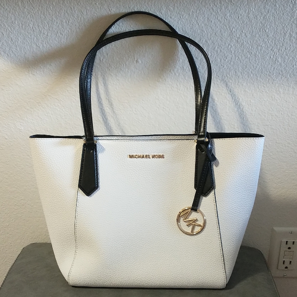 Michael Kors Black and White Saffiano Leather Tote
